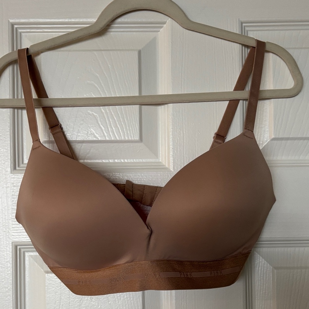 PINK Victoria Secret Wireless Push up Tan Bra